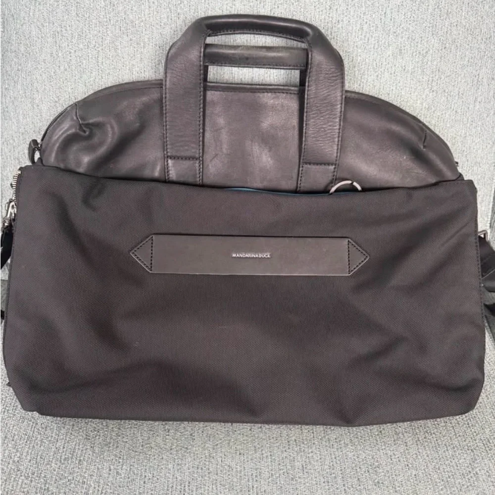 Mandarina Duck leather and canvas briefcase/laptop bag